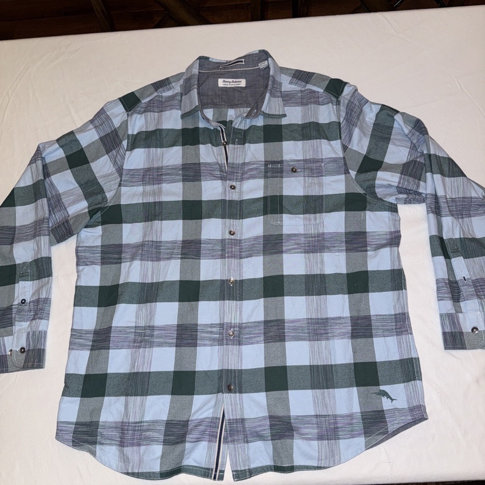 Tommy Bahama Men's Relax Long Sleeve Plaid Flannel Shirt Size XXL Cotton